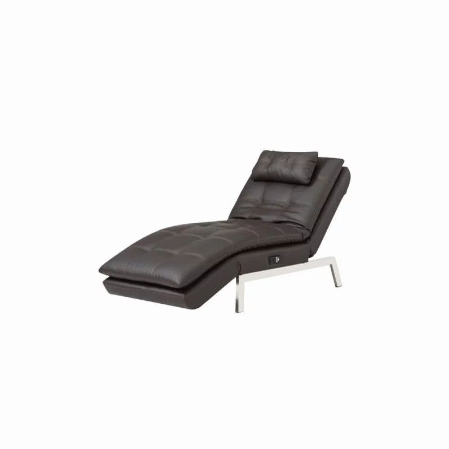 Chairs * | Lifestyle Solutions Relax-A-Lounger Titan Convertible Chaise Lounge In Brown Faux Leather