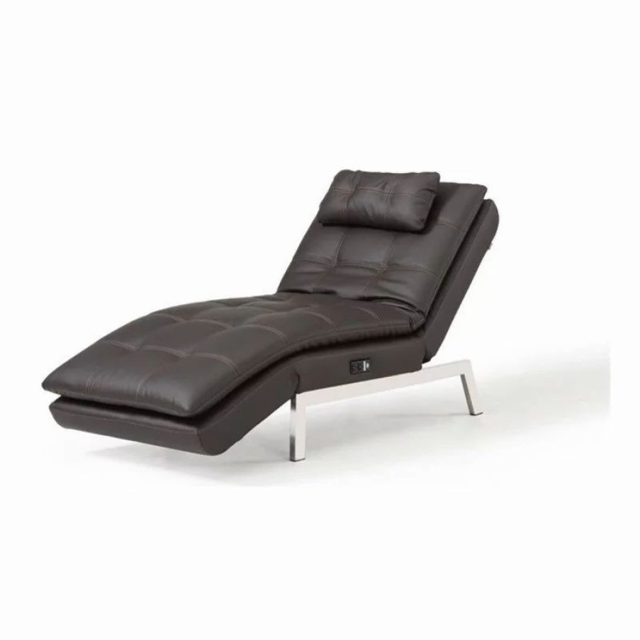 Chairs * | Lifestyle Solutions Relax-A-Lounger Titan Convertible Chaise Lounge In Brown Faux Leather