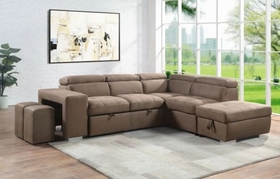 Sofas & Sectionals * | Acme Furniture Acme Acoose Ottoman With Storage, Brown Fabric