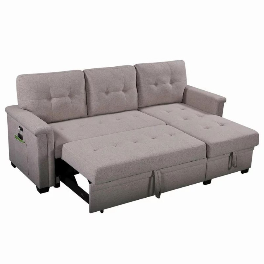 Sofas & Sectionals * | Lilola Home Ashlyn Sleeper Sofa With Usb Charger Pocket And Reversible Storage Chaise