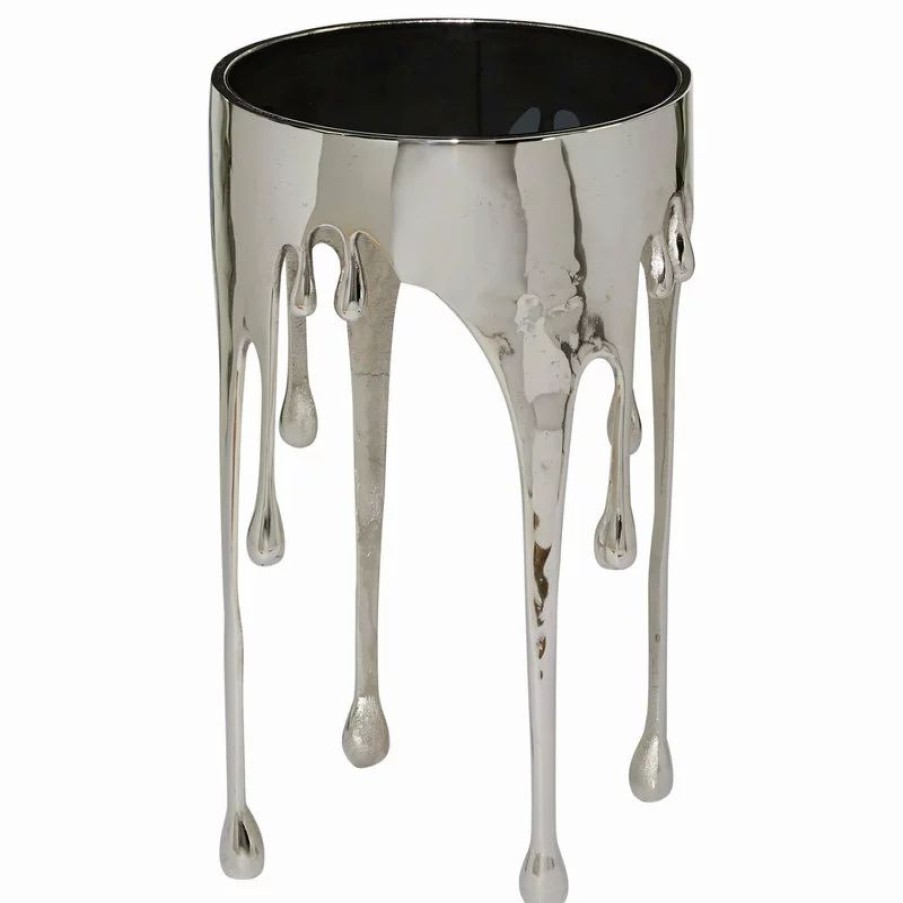 Coffee & Accent Tables * | Brimfield & May Silver Contemporary Aluminum Accent Table, 24 X 16