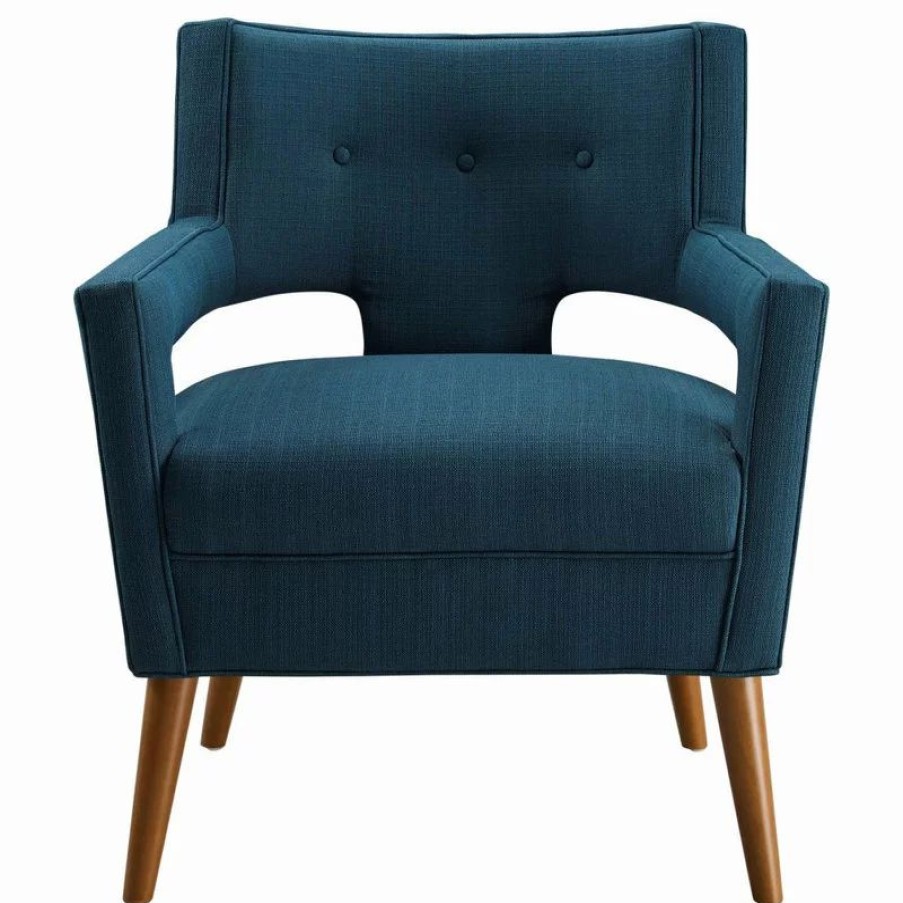 Chairs * | Lexmod Sheer Upholstered Fabric Armchair, Azure