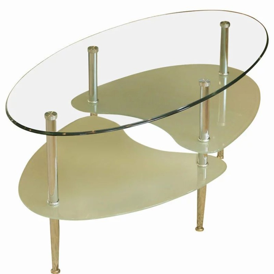 Coffee & Accent Tables * | Walker Edison Glass Oval Coffee Table