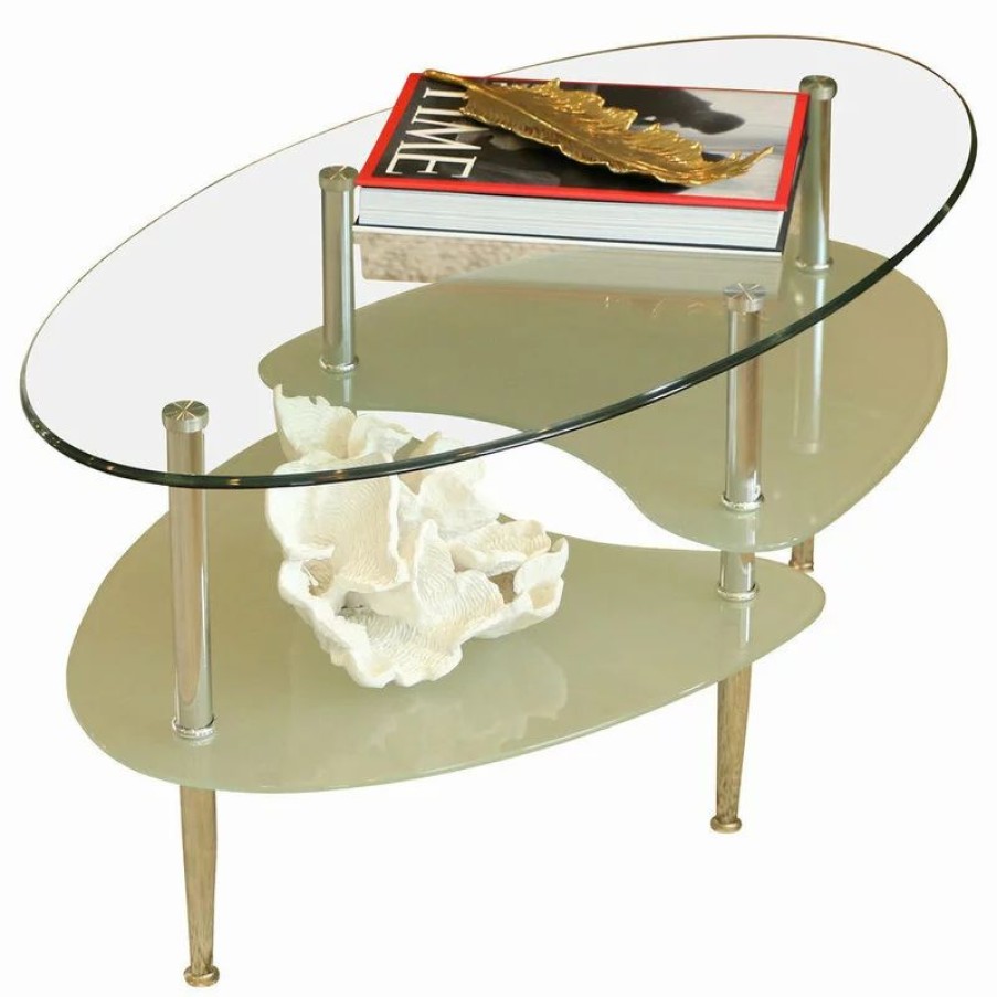 Coffee & Accent Tables * | Walker Edison Glass Oval Coffee Table