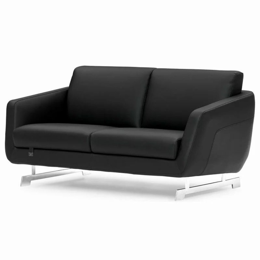 Sofas & Sectionals * | Zuri Furniture Modern Armondo Loveseat In Black Microfiber And Genuine Leather