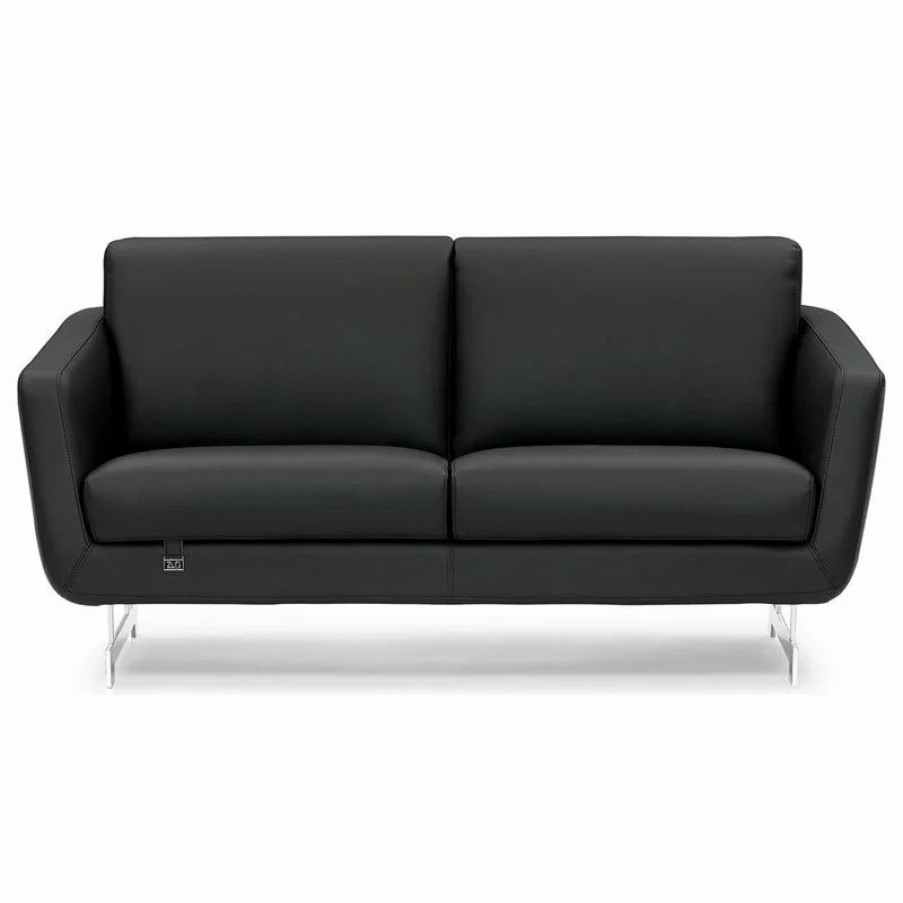 Sofas & Sectionals * | Zuri Furniture Modern Armondo Loveseat In Black Microfiber And Genuine Leather