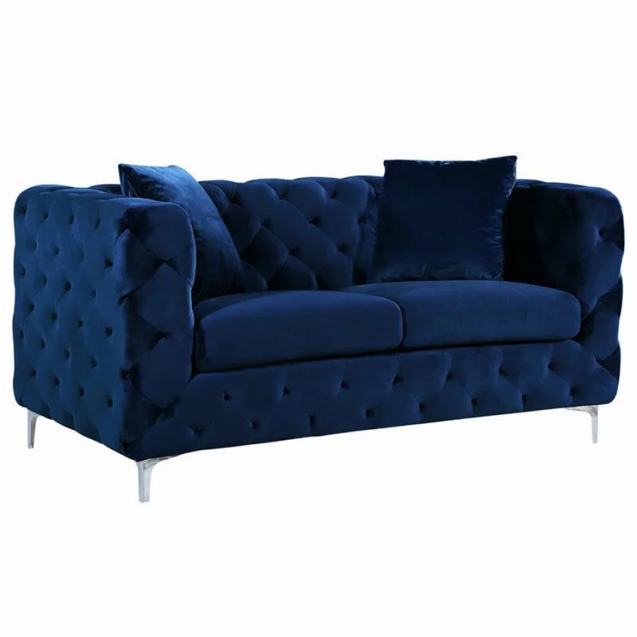 Sofas & Sectionals * | Meridian Furniture Scarlett Navy Velvet Loveseat