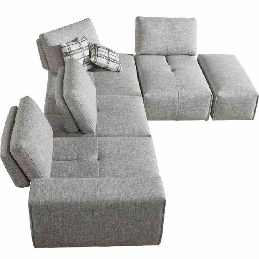 Sofas & Sectionals * | Divani Casa Platte 6-Piece Modern Fabric Modular Sectional Sofa In Gray