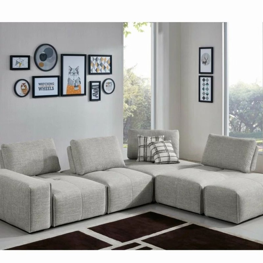 Sofas & Sectionals * | Divani Casa Platte 6-Piece Modern Fabric Modular Sectional Sofa In Gray