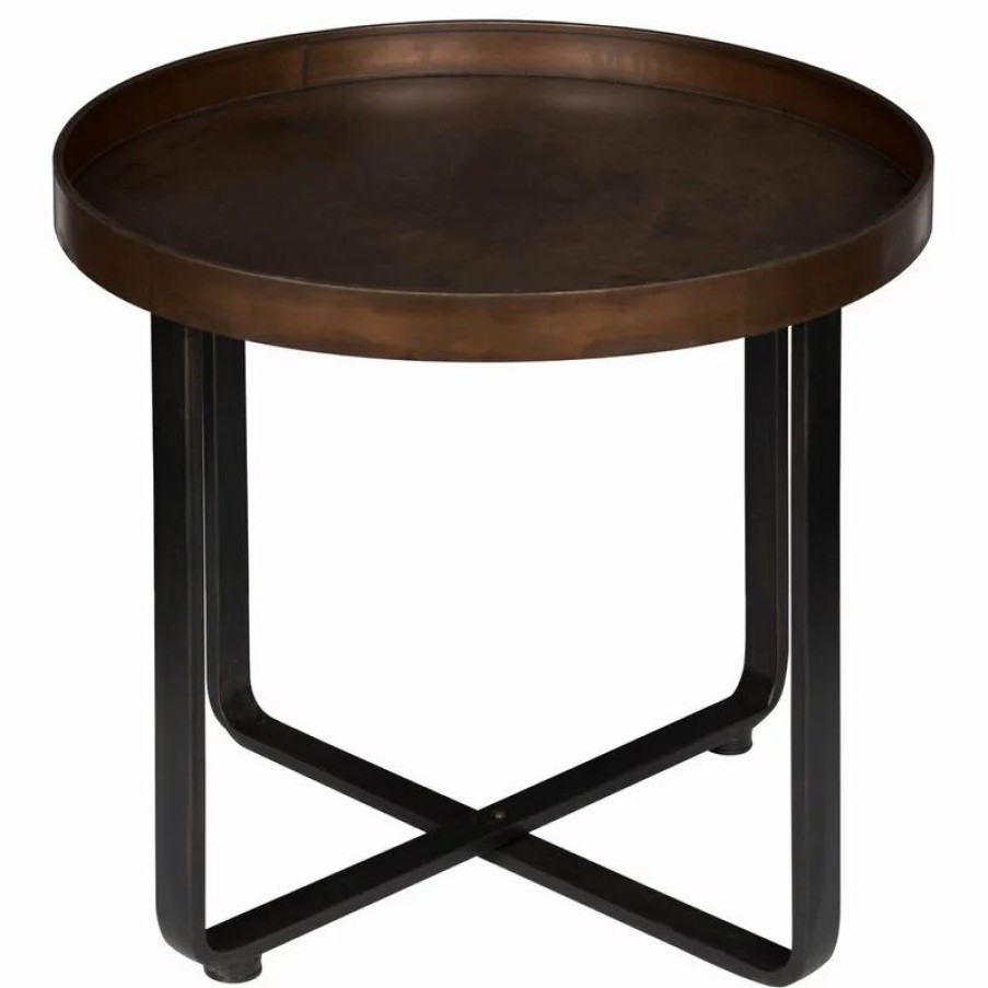 Coffee & Accent Tables * | Uniek Kate And Laurel Zabel Round Metal End Table, Bronze And Black