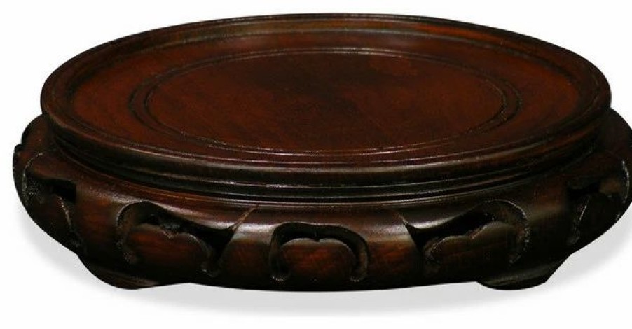 Coffee & Accent Tables * | China Furniture And Arts 5.5 Inch Dark Brown Round Chinese Wooden Stand